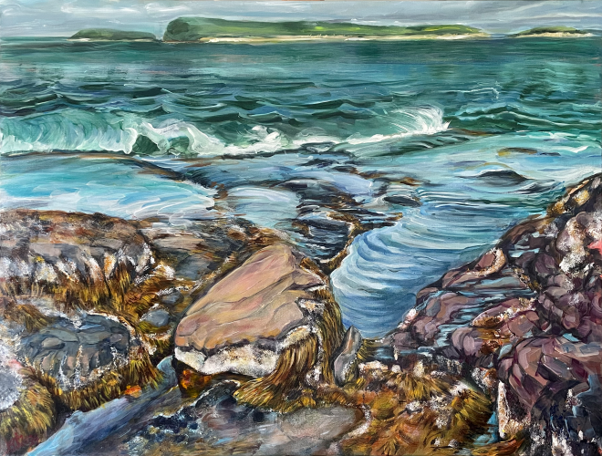 Tidal Rush, Acrylic on Canvas, 40in. x 30in., $1,900
